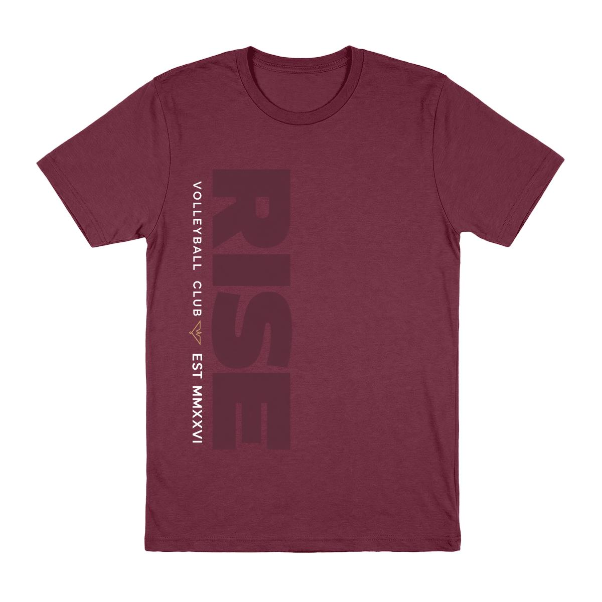 RISE Vertical Logo Tee – Maroon